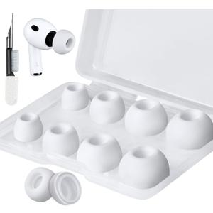 SOULWIT 5 Pairs Silicone Eartips for AirPods Pro 3 (3rd Generation 2025), Pro3 Replacement Earbud Ear Tips with Cleaning Kit (White/Assorted)