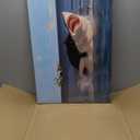 Yaneiro Framed Black Cat Bathroom Wall Art, Funny Quirky Cat and Shark Pictures Canvas Print, Abstract Black Cat Shark Posters Wall Decor for Room Bedroom Living Room Bathroom 12x16 in