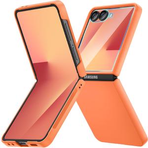Ruky for Galaxy Z Flip 7 Case, Hard PC Ultra Slim Shockproof Protective Cover, Support Wireless Charging Full Body Drop Protection Cover for Samsung Galaxy Z Flip 7, Orange