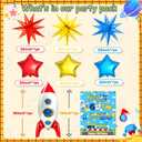 125pcs Toy Theme Birthday Decorations, Balloons Backdrop Banner Tablecloth Cake Topper for Cartoon Story Birthday Party Decorations