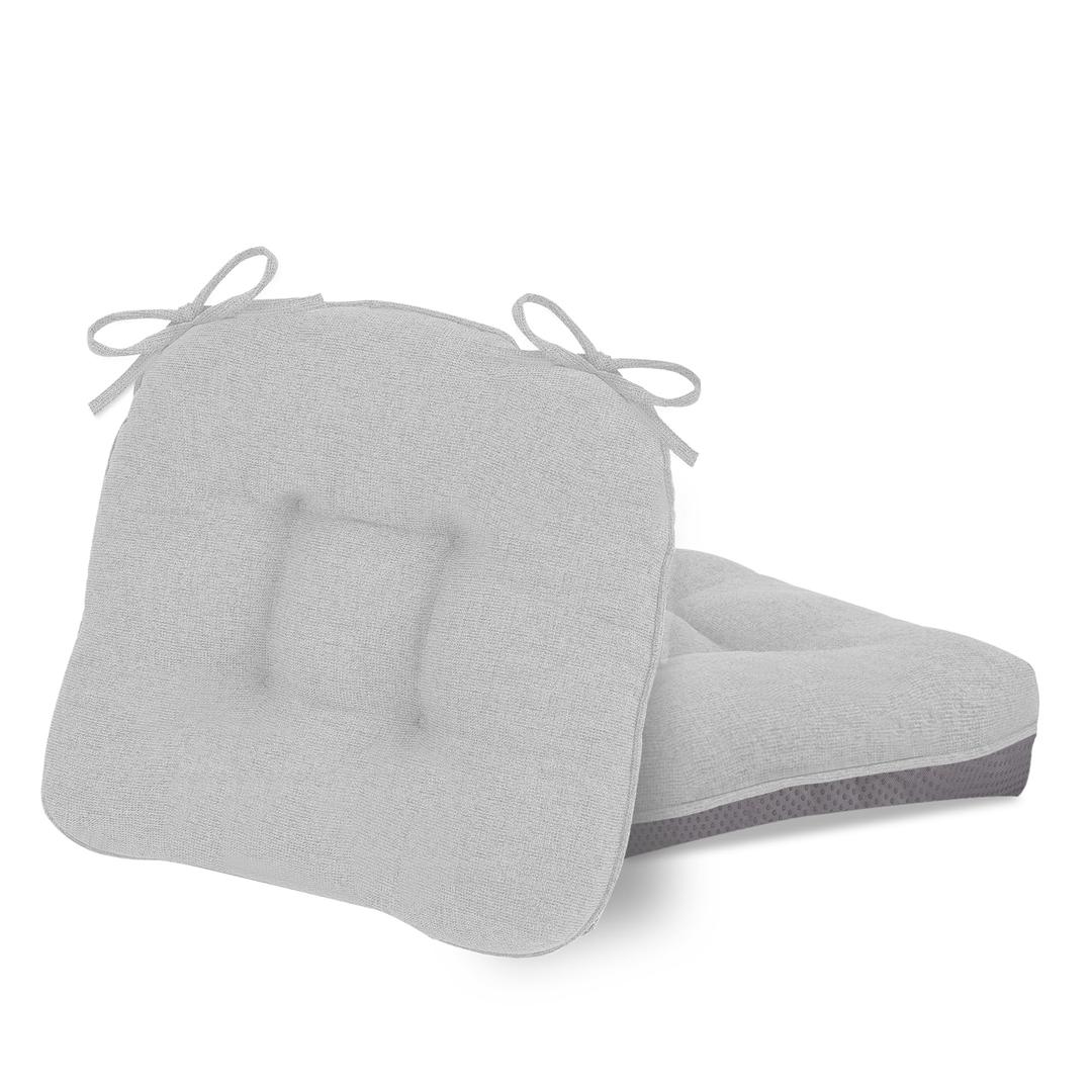 YUNLUYE D-Shaped Chair Cushions, 4" Thick Dining Chair Pads Machine-Washable, Seat Cushions for Chair 18" x 18", Set of 6 18-Grey-6