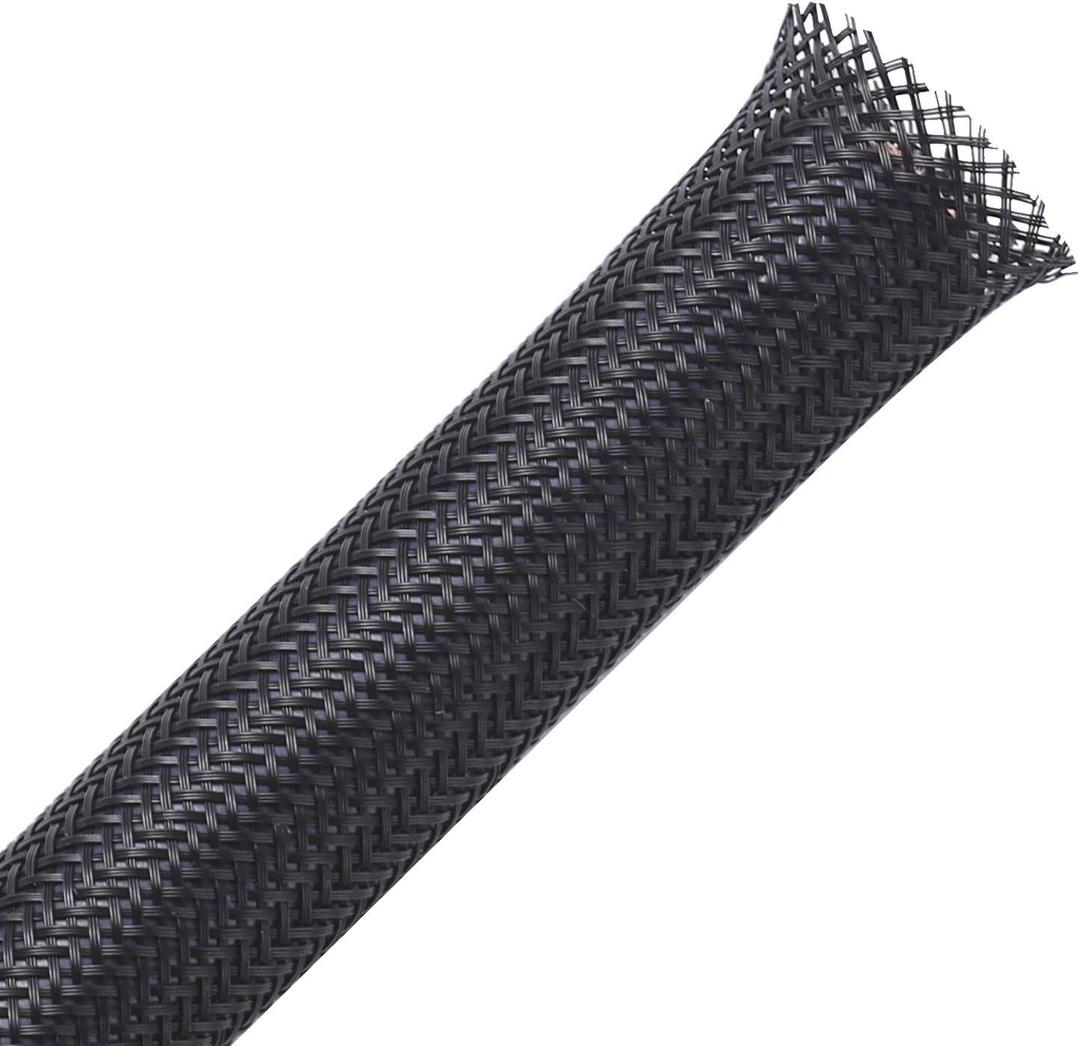 100ft - 1/4 inch PET Expandable Braided Sleeving  Black  Alex Tech Braided Cable Sleeve