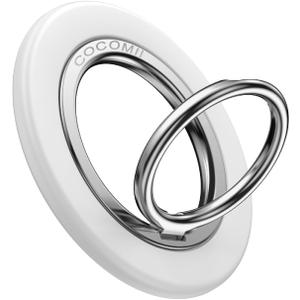 COCOMII - 360 Rotation Magnetic Phone Ring Holder Compatible with MagSafe, Strong Magnet Finger Grip Kickstand, Compatible with iPhone 16 Pro Max 15 14 13 12, Plus, Mini, MagSafe Car Mount, White