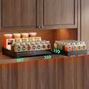 SNTD Pull Out Spice Rack for Upper Cabinet - Expandable Organizer with Smooth Ball Bearing Slides, No Drill Mounting Spice Storage for Kitchen (2 Pack, 7.2" to 12.9" W X 10" D X 2.2" H)