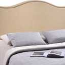 Modway Curl Linen Fabric Upholstered Queen Headboard with Nailhead Trim and Curved Shape in Caf