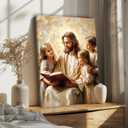 Jesus Teaching Child Canvas Wall Art Christian Kids Room Wall Decor God With Children Painting Pictures Religion Faith Poster Prints for Kids Room Bedroom Church Decoration 24x36
