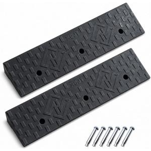 2 Pack 4'' Rise Rubber Curb Ramp,Heavy Duty, 11000lbs Capacity,Threshold Ramps, Car Slope Ramp for Loading Dock Bike Vehicle Warehouse Sidewalk Wheelchair (4" H)