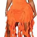 Women's Mini Dress Sexy Halter Backless Ruffle Fringe Bodycon Short Dress Cocktail Party Beach Vacation Sundress XL