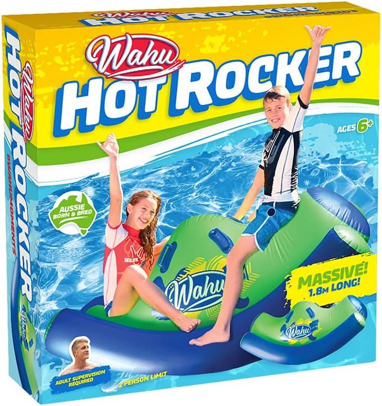 Wahu Inflatable Hot Rocker for 2 People – Durable Pool Float Ride-On with Grip Handles | Fun Inflatable Water Toy for Pool, Lake, Beach | 5.6ft (1.7m) Long | Maximum Weight 242lbs (110kg) | Ages 6+