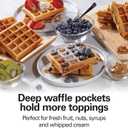 Hamilton Beach Non-Stick Belgian Waffle Maker with Indicator Lights, Makes 4 4" x 5" Mini Waffles, Hashbrowns or Keto Chaffles at Once, Compact Design for Easy Storage, Black & Stainless Steel (26020)