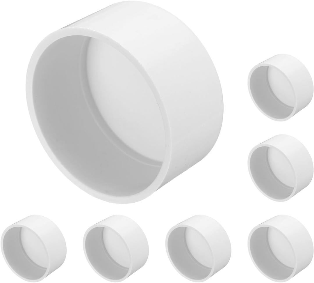 uxcell 7 Pcs PVC Pipe End Cap Fitting 2 Inch Plug Adapter Socket Fittings for Furniture Grade DIY PVC Connection Garden Shelf, White