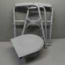 Drive Medical 11148-1 Folding Steel Bedside Commode Chair, Portable Toilet, Supports Individuals Weighing Up To 350 Lbs, with 7.5 Qt. Bucket and 13.5 Inch Seat, Grey