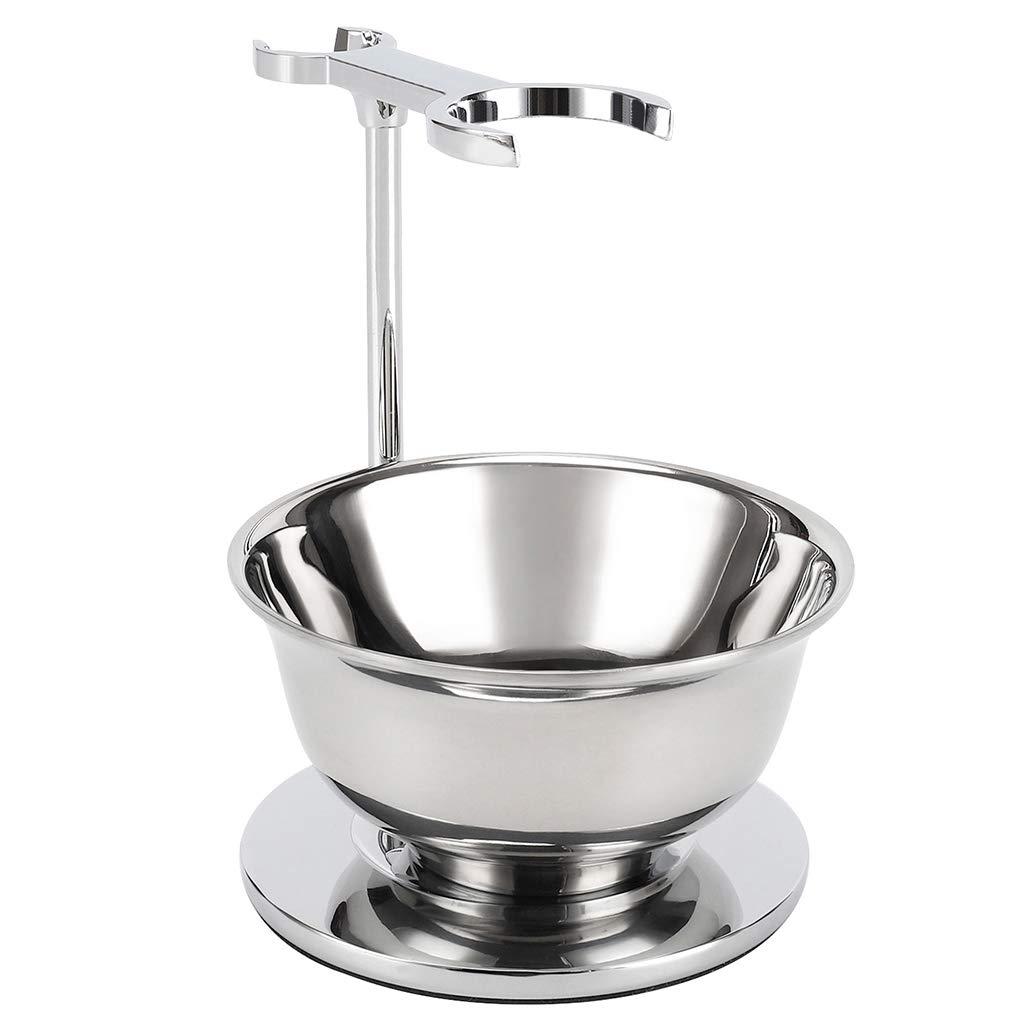Deluxe Shaving Razor & Brush Stand with Double Layer Stainless Steel Soap Bowl Set,Compatible with Cartridge Razor,Gillette Razor,Safety Razor,Badger Shaving Brush,Gifts for Him (Chrome)
