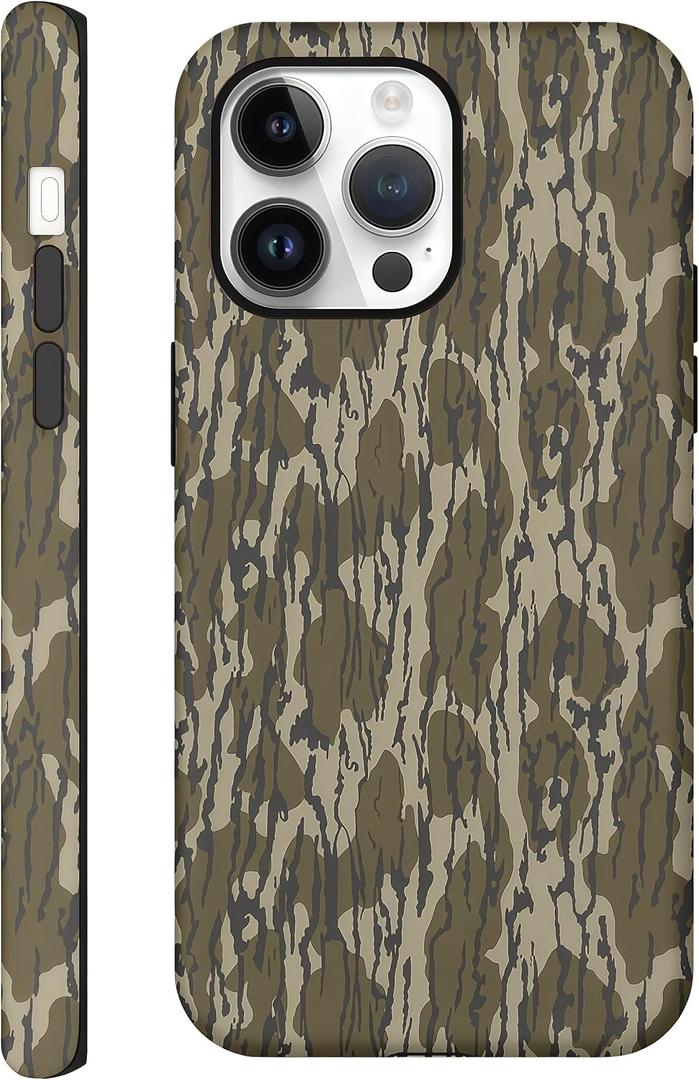 Aesthetic Cases for iPhone 15 Pro Max, Camo Camouflage Design, Hard Hybrid 2-Layer Protective Cover for Women Girls