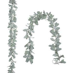SHACOS 2 Pack 12 Ft Artificial Flocked Lambs Ear Garland Green Leaves Vines Faux Lambs Ear for Mantle Wedding Home Party Decor DIY Floral