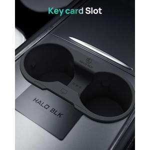 HALOBLK Cup Holder Insert for 2021-2024 Tesla Model Y & 2021-2023 Model 3, Suitable for Bottles with a Capacity of 24-30 OZ (External Diameter of The Cup Within 2.71-2.76 Inches), Black