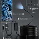 5.5mm Endoscope Camera, 1920P HD Borescope with 8 Adjustable LED Lights, Semi-Rigid Snake Cable, IP67 Waterproof, 16.4ft Single Lens for iPhone & Android