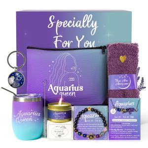 Aquarius Birthday Gifts for Women Zodiac Gift Basket Sets for Best friend, Mom, Sister, Wife, Unique Birthday Gift Ideas for Women