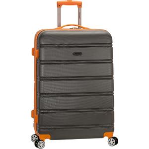 Rockland Melbourne Hardside Expandable Spinner Wheel Luggage, Checked Large 28", Charcoal
