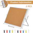 2 Pcs 11.81"15.74" Cork Bulletin Board, Double Sided Pin with Silver Aluminum Border, Small Desktop Cork Board with Stand for Home, Office, School, Desk Message or Picture