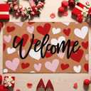 Jenaai Valentine's Day Coir Doormat Outdoor Romantic Valentines Welcome Door Mat 17" x 29" Valentine Floor Mat Non Slip Heavy Duty for Valentine Indoor Outdoor Entrance Door Porch Front Decor