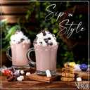 Vikko Glass Coffee Mugs Aroma Collection 13 Ounce Thick and Durable Wide, Set of 6 Heavy Base Dishwasher Safe Large Glass Coffee Cups