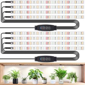 LBW Full Spectrum Grow Light Strip - Indoor Plant Grow Lights with 10 Brightness Levels & Timer (4/8/12 Hours), 480 LED Grow Lights, 2 Pack