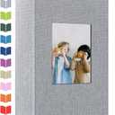 Photo Album 4x6 with 300 Pockets,Slip-in Picture Albums,Linen Cover Memory Book with Front Window,White Page Vertical Photo Book for Wedding,Family,Anniversare,Baby,Vacation (Gray)