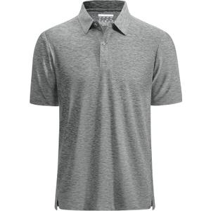 MAGCOMSEN Men's Polo Shirts Dry Fit Golf Shirts Moisture Wicking Athletic Workout Golf Polo Tees Casual Collared Shirt (Gray, XXL)