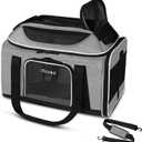 Petskd Top-Expandable Pet Carrier 18x11x11 Inches Delta American United Airline Approved, Soft-Sided Carrier for Small Cats and Dogs with Locking Safety Zippers and Anti-Scratch Mesh (Grey)