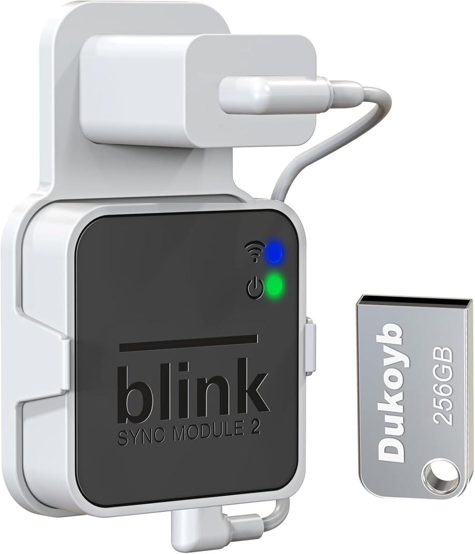 256GB USB Flash Drive and Outlet Wall Mount for Blink Sync Module, with Short Cable Easy to Move, Space Saving, Local Video Storage for Outdoor/Indoor Camera (Sync Module 2 Not Included)