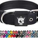 TSPRO Tactical Dog Collar 1.5 Inch Wide Thick Dog Collars with Heavy Duty Metal Buckle, Durable, Strong, Adjustable for Medium to Large Dogs (Black L)