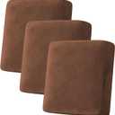 H.VERSAILTEX Velvet Stretch Couch Cushion Cover Plush Cushion Slipcover for Sofa Cushion Furniture Protector Seat Cushion Sofa Cover (3 Piece Sofa Cushion Covers, Caramel)
