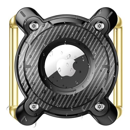 DEERLET Airtag Dog Collar Holder, IPX8 Waterproof, Removable Metal Buckle Strap - Ultralight Hard TPU, Compatible With Apple AirTag, Black 1 Pack