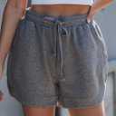 luvamia Casual Sweat High Waist Shorts for Women Summer Pull On Elastic Waist Loose Fit Comfy Lounge Athleisure Women's Shorts with Pockets Charcoal Heather, Small