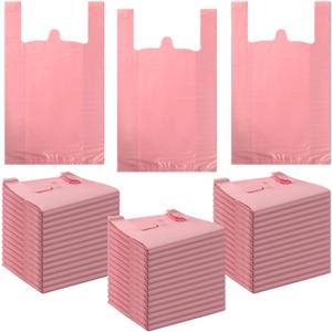 300 Pcs T Shirt Bags Bulk Plastic Shopping Grocery Retail Bags with Handles 12 x 20 Inch for Small Business, Supermarket, Restaurant (Pink) 300 Pcs T Shirt Bags Bulk Plastic Shopping Grocery Retail Bags with Handles 12 x 20 Inch for Small Business, Supermarket, Restaurant (Pink)