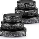 Lallisa 6 Pack Black Cake Stand Set Round Wedding Cake Stand 8" 10" 12" Decorative Metal Dessert Table Display Set Cupcake Holder Pastry Candy Display Plate for Wedding Birthday Party(Black)