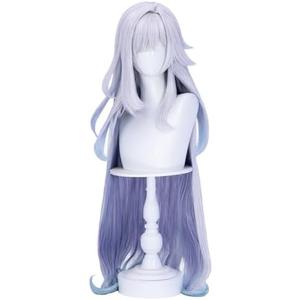 KIRA KIRA Skirk Cosplay Wig Game Genshin Skirk Wig 100cm Long Curly Purple Gradient Hair for Cosplay