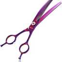LYNHUAND 7" Professional Curved Thinning Scissors for Dog Grooming Sharp Blades Blending Shears Dog Grooming Scissors Japan 440C Stainless Steel Smooth Motion & Fine Cutting(Multicolored)