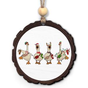 Goose Christmas Wooden Ornament, Goose Lovers Wooden Ornament Gifts for Women Men, Funny Geese Farmhouse Ornaments for Xmas Tree Holiday Winter Decoration