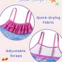 Little Girls Two Piece Mermaid Bikini Set Ruffle Adjustable Summer Beach Bathing Swimsuit 3-7 Years for Kids (4-5T, Mermaid Scale Pink)