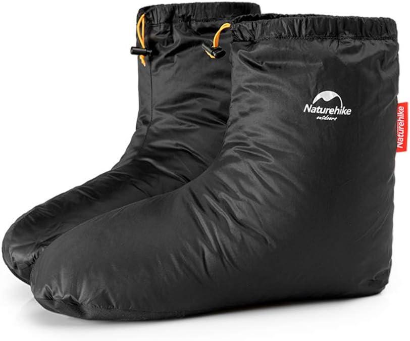 Tentock Ultralight Winter Goose Down Booties Socks Slippers Warm Soft Cozy Water-Resistant for Camping Backpacking Indoor Down Filled Slipper Boots with Storage Bag(M)