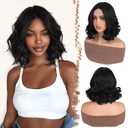 Premium Synthetic Lace Front Wig 1112 Inch Natural Curly Wig with Middle Part, Small Lace Front, Heat Resistant & Easy Care, 195g, 1B Natural Black