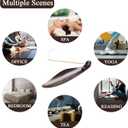 Incense Stick Holder Burner Cone Ash Catcher Tray Censer Ceramic for Yoga Home Office (Light Brown Leaf)