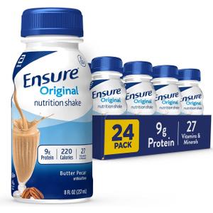 Ensure Original Butter Pecan Nutrition Shake | Small Meal Replacement Shake | Ready To Drink | 9g Protein, 27 Vitamins and Minerals | 8 fl oz - 24 Pack, Expiry: 06/01/27