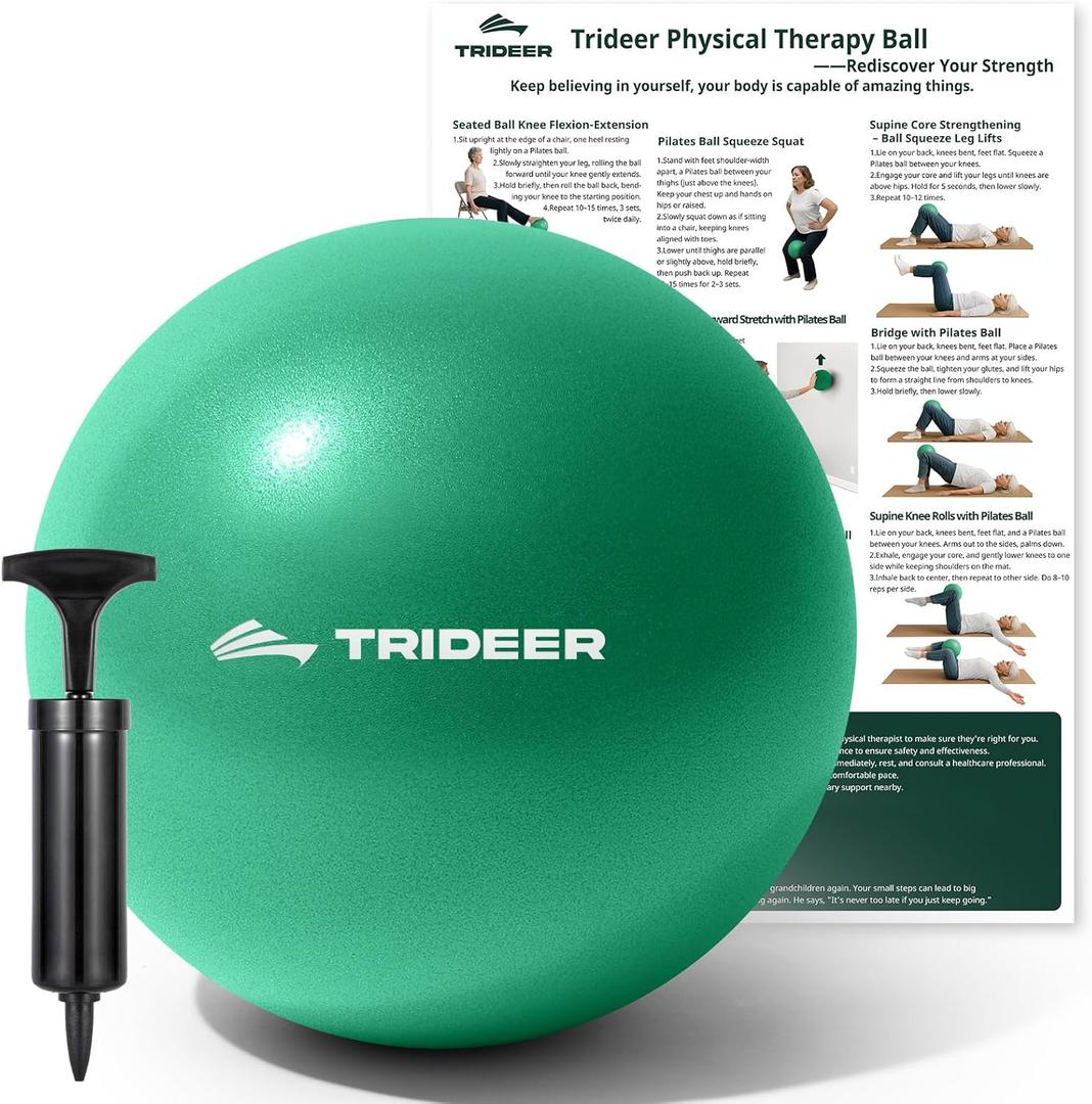 Trideer Exercise Balls Physical Therapy, 9 Inch Pilates Ball Between Knees for Physical Therapy, Mini Exercise Ball - Yoga Ball, Small Workout Balls for Core Strength and Back Support with Guide