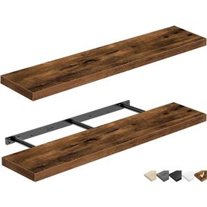 QEEIG Bathroom Shelves 40 inches Long Floating Shelf for Wall 40 x 9 inch Set of 2, Rustic Brown (008-100BN)