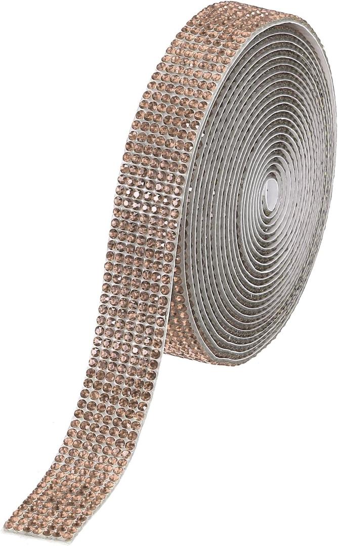 MECCANIXITY Rhinestone Strips,3 Yard 0.6" Adhesive Rhinestone Ribbon Bling Rhinestone Tape for for DIY Crafts, Party Car Phone Decorations,Champagne (3 Yard x 0.6 Inch)