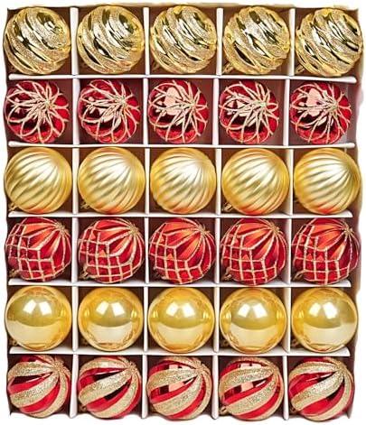 Pack of 2 Dohance Christmas Ornaments Set 60ct Christmas Tree Decoration Ornament Balls Decor Baubles for Xmas Trees Decor Holiday Party Wedding Decoration