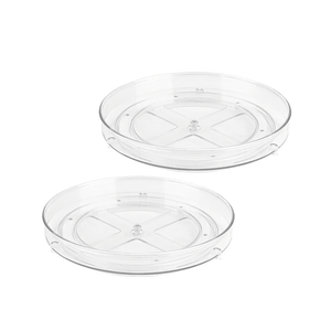 Clear Lazy Susan Organizer - 9 Inch Turntable for Cabinet to Maximize Storage and Simplify Accessibility in Kitchen, Bathroom, and Pantry Spaces. (2-Pack)